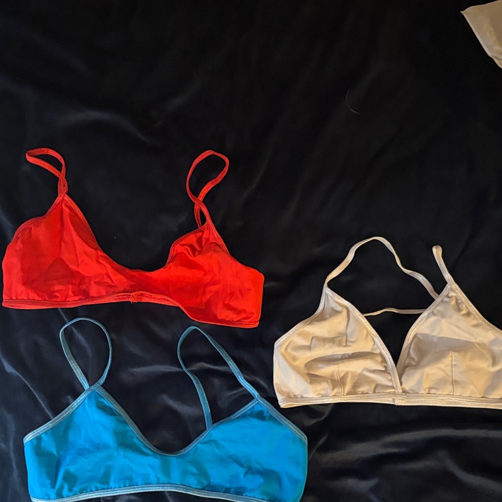 Los Angeles Apparel Red, Blue, and White Bra Set